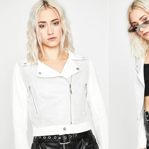 White Bling Moto Jacket - Picture 7 of 7